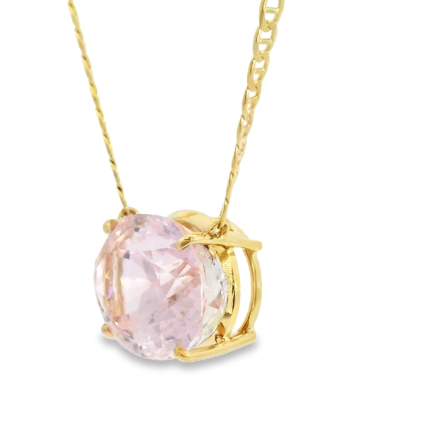 The Glow Necklace – Oval Pink Kunzite in 14K Yellow Gold