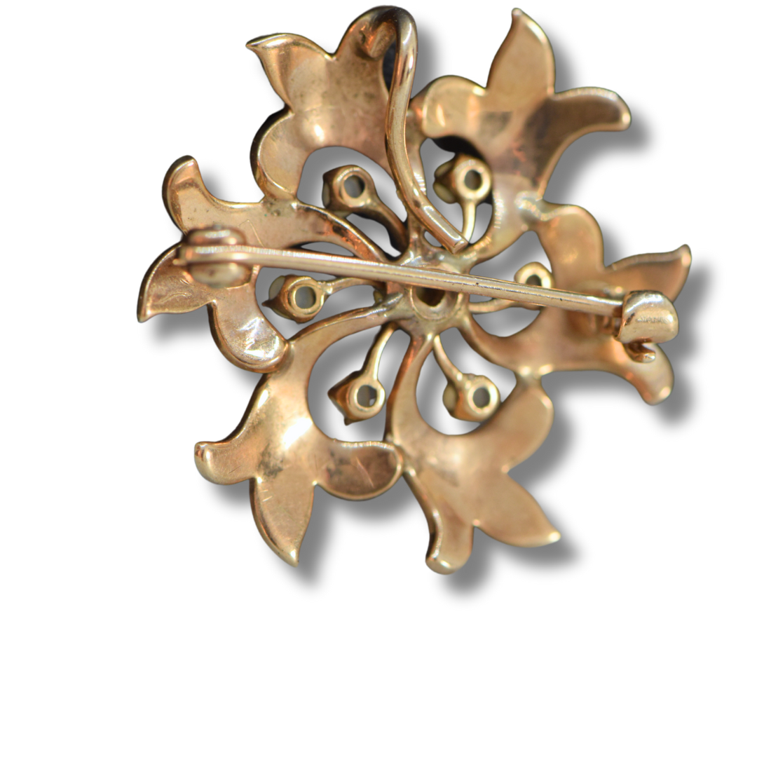Vintage 14K Yellow Gold Estate Seed Pearl Pin Pendant