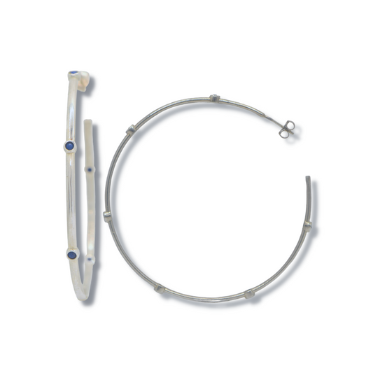 Lapis Lazuli Hoop Sterling Silver Earrings