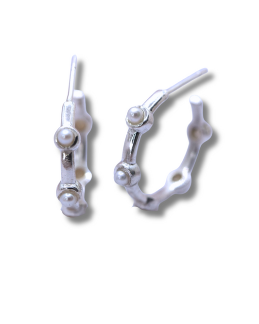 Pearl hoop Sterling Silver earrings