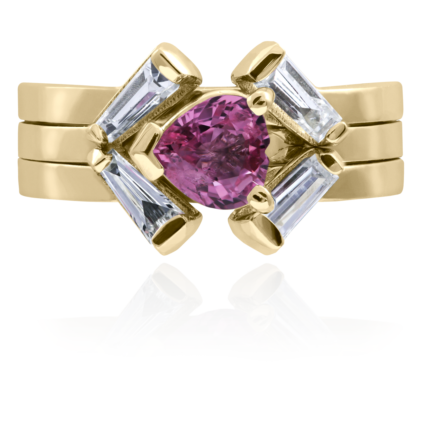 Pink sapphire wedding set