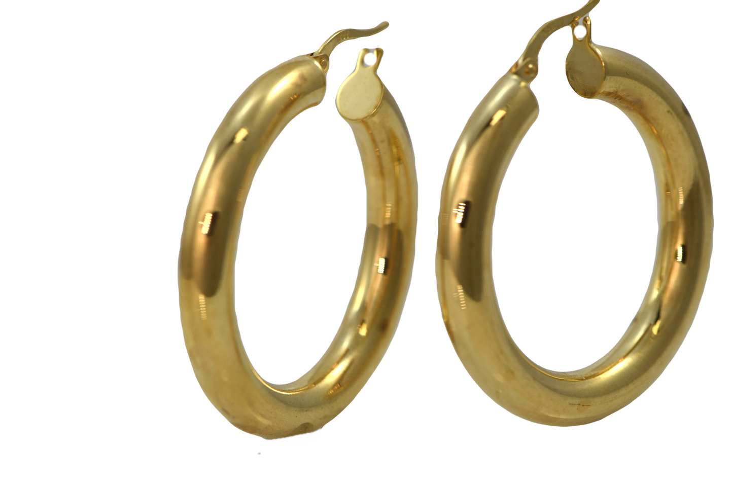 Puff shiny gold hoops-Large