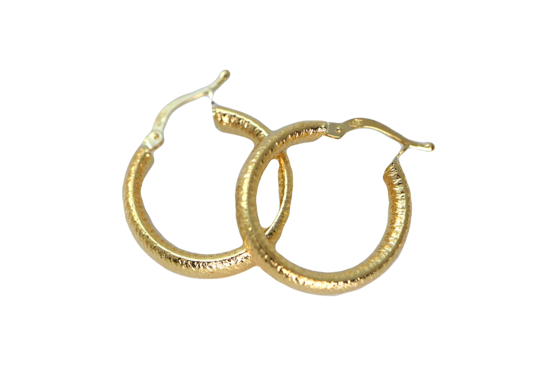 Scratched gold hoop earrings