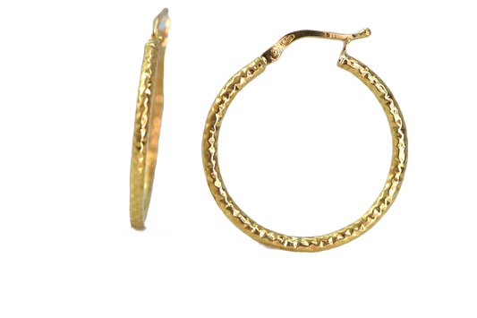 Hammered brushed hoop earrings