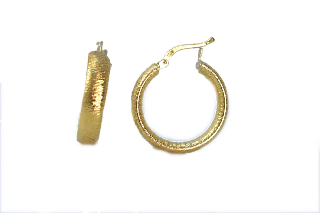Scratched gold hoop earrings