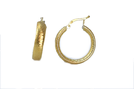Scratched gold hoop earrings