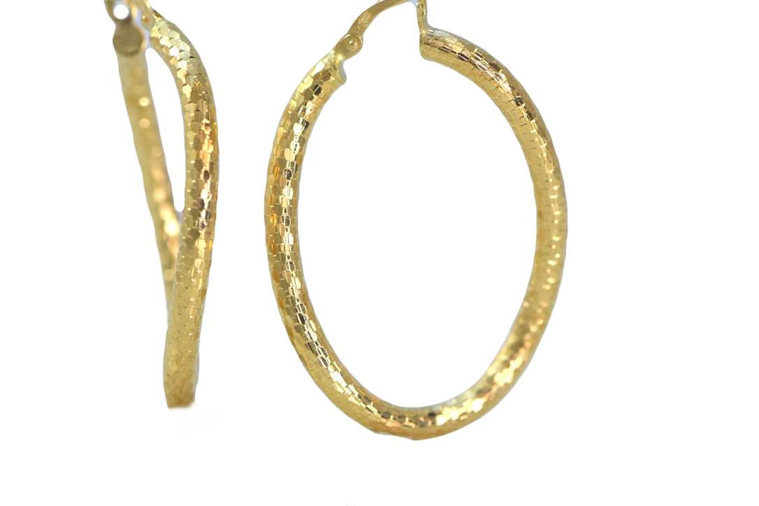 Twisted oval gold hoop earrings