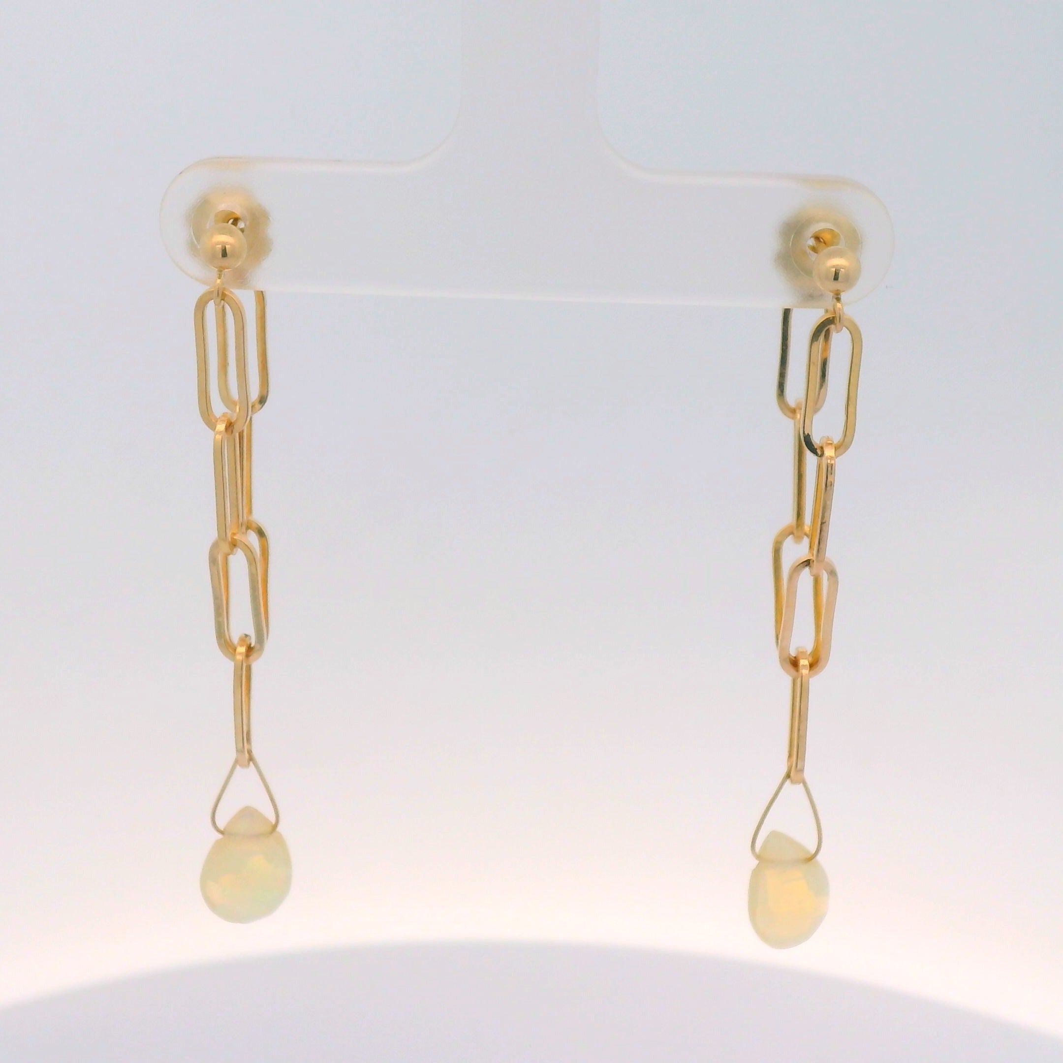 Opal Paperclip front and back earrings