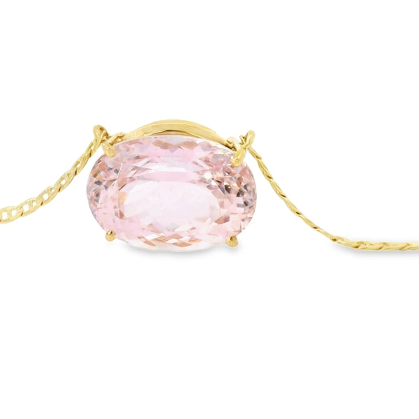 The Glow Necklace – Oval Pink Kunzite in 14K Yellow Gold