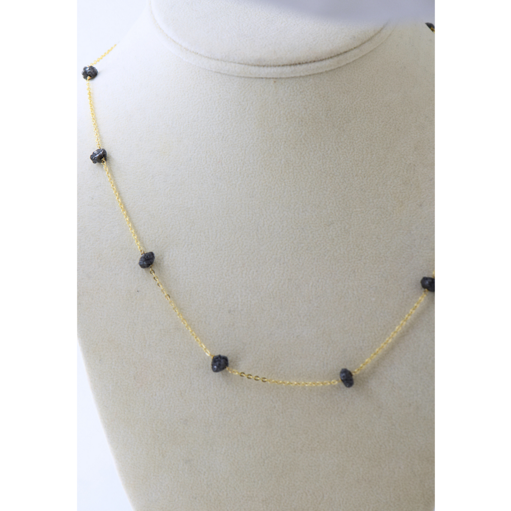 Black rough diamond by the yard necklace- "LOVE ROCKS"
