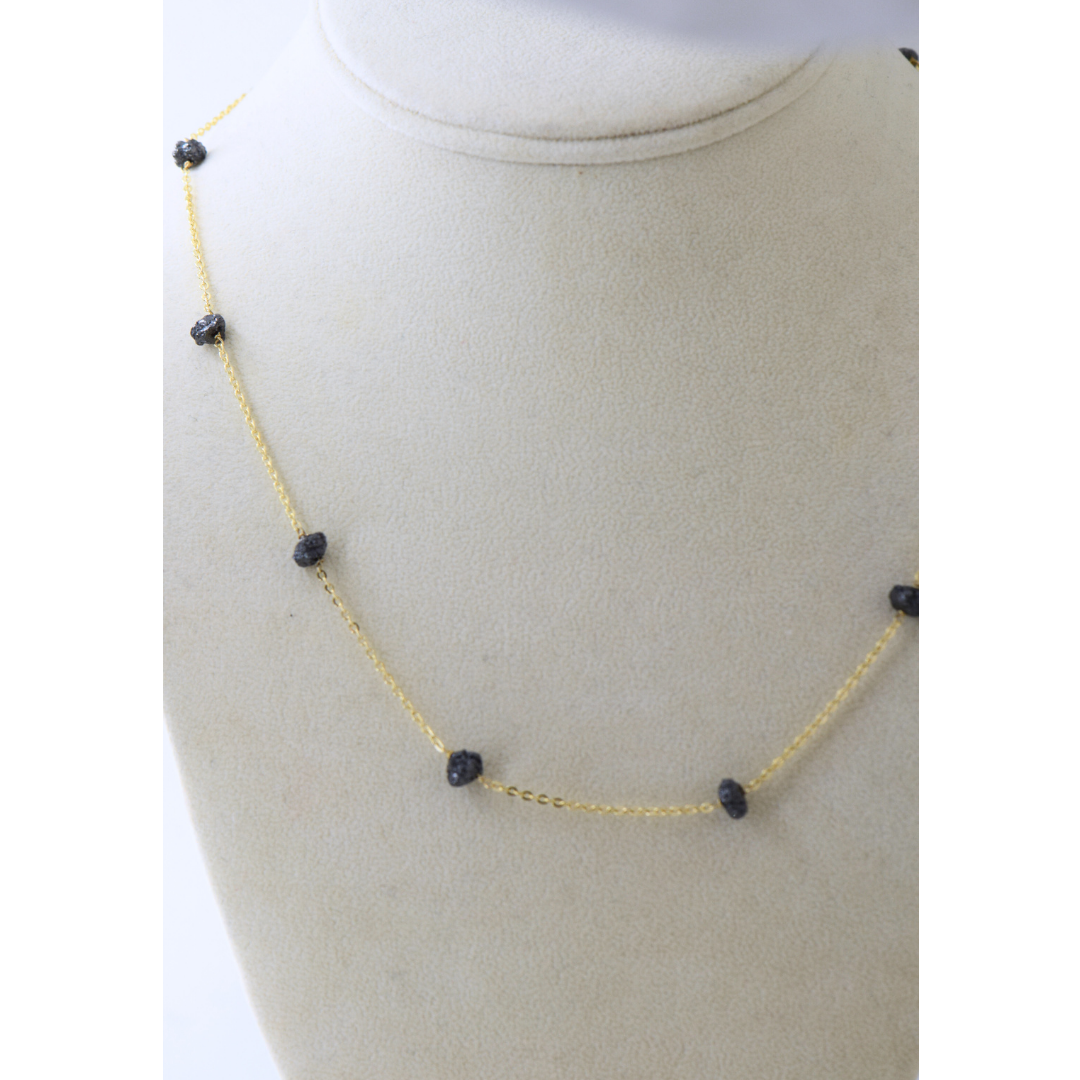 Black rough diamond by the yard necklace- "LOVE ROCKS"