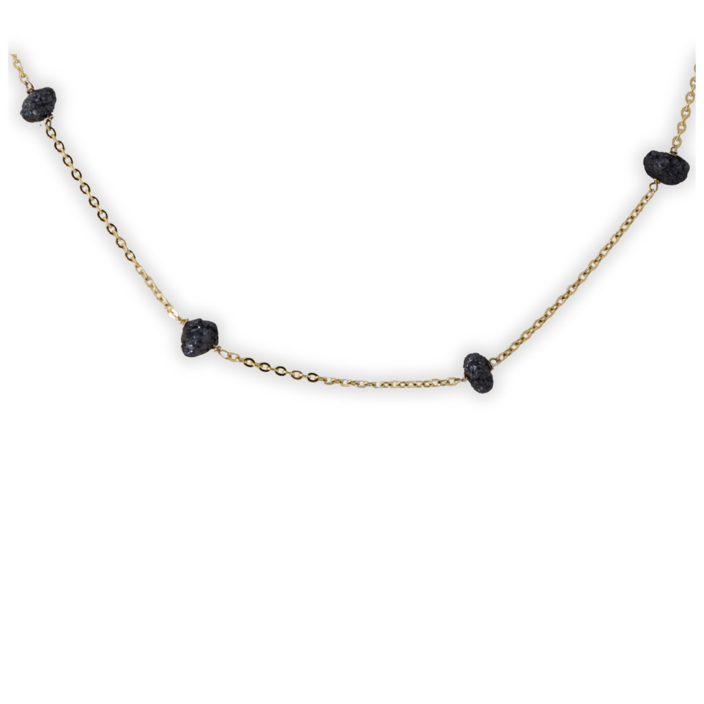 Black rough diamond by the yard necklace- "LOVE ROCKS"