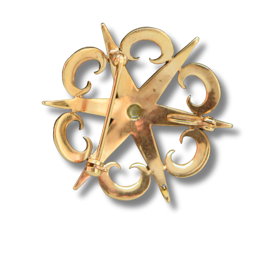 Vintage 14K Yellow Gold Estate Seed Pearl Pin Pendant