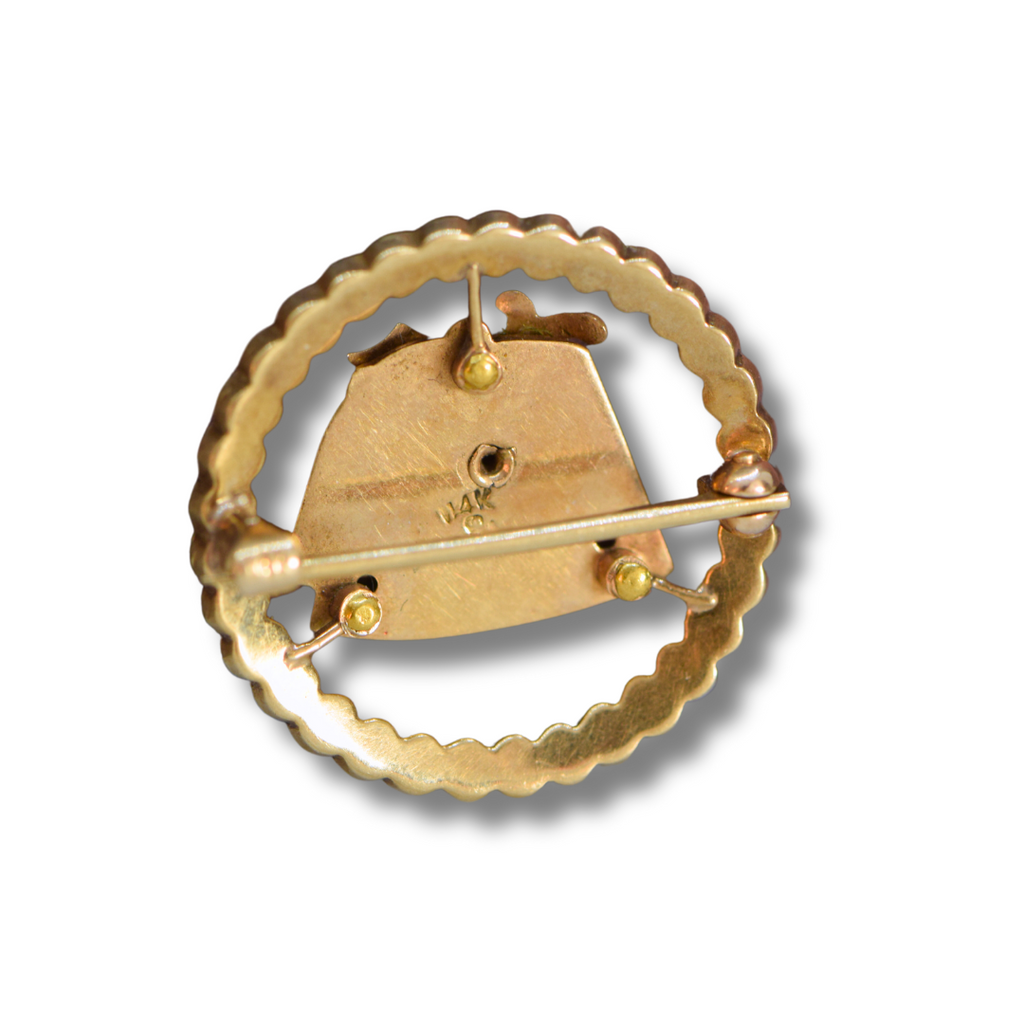 Vintage Enamel Shriners Lapel Pin with Pearls