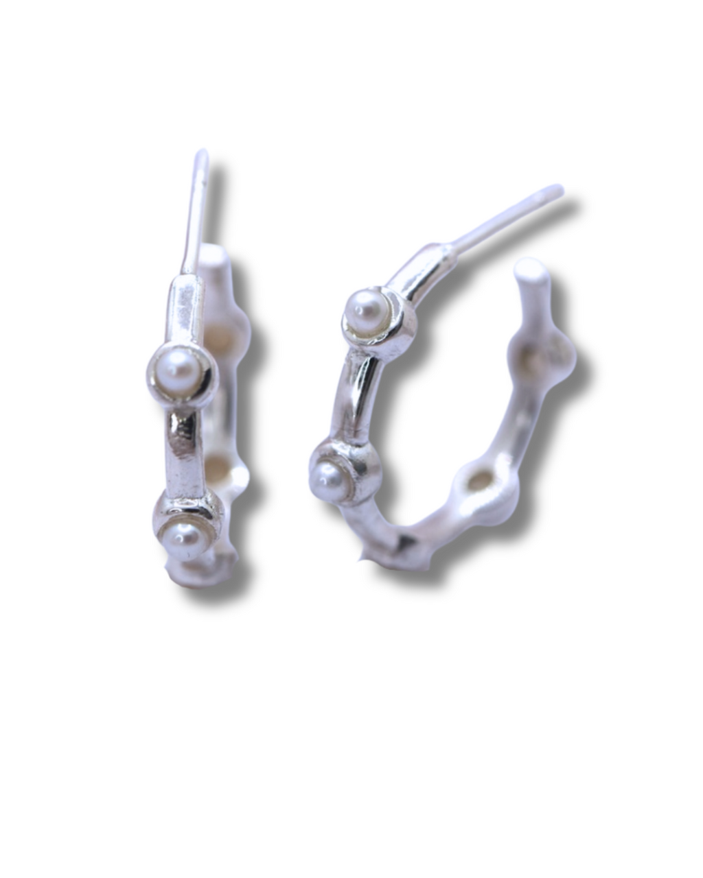 Pearl hoop Sterling Silver earrings