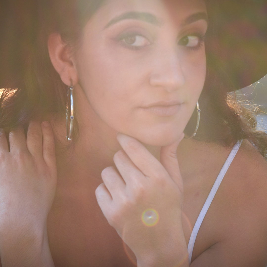 Lapis Lazuli Hoop Sterling Silver Earrings