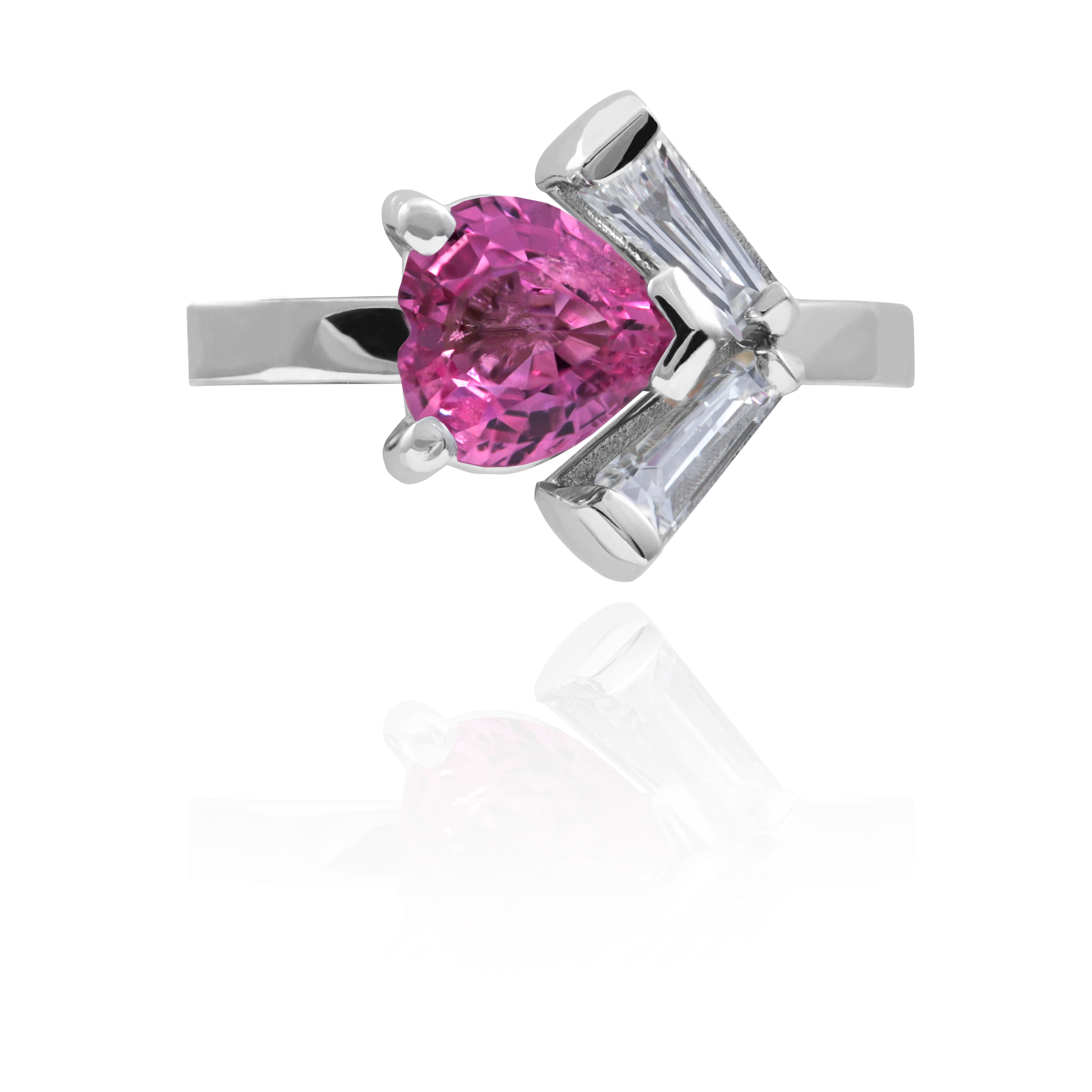 Pink sapphire wedding set