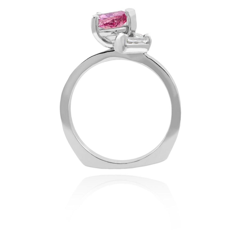 Pink sapphire wedding set