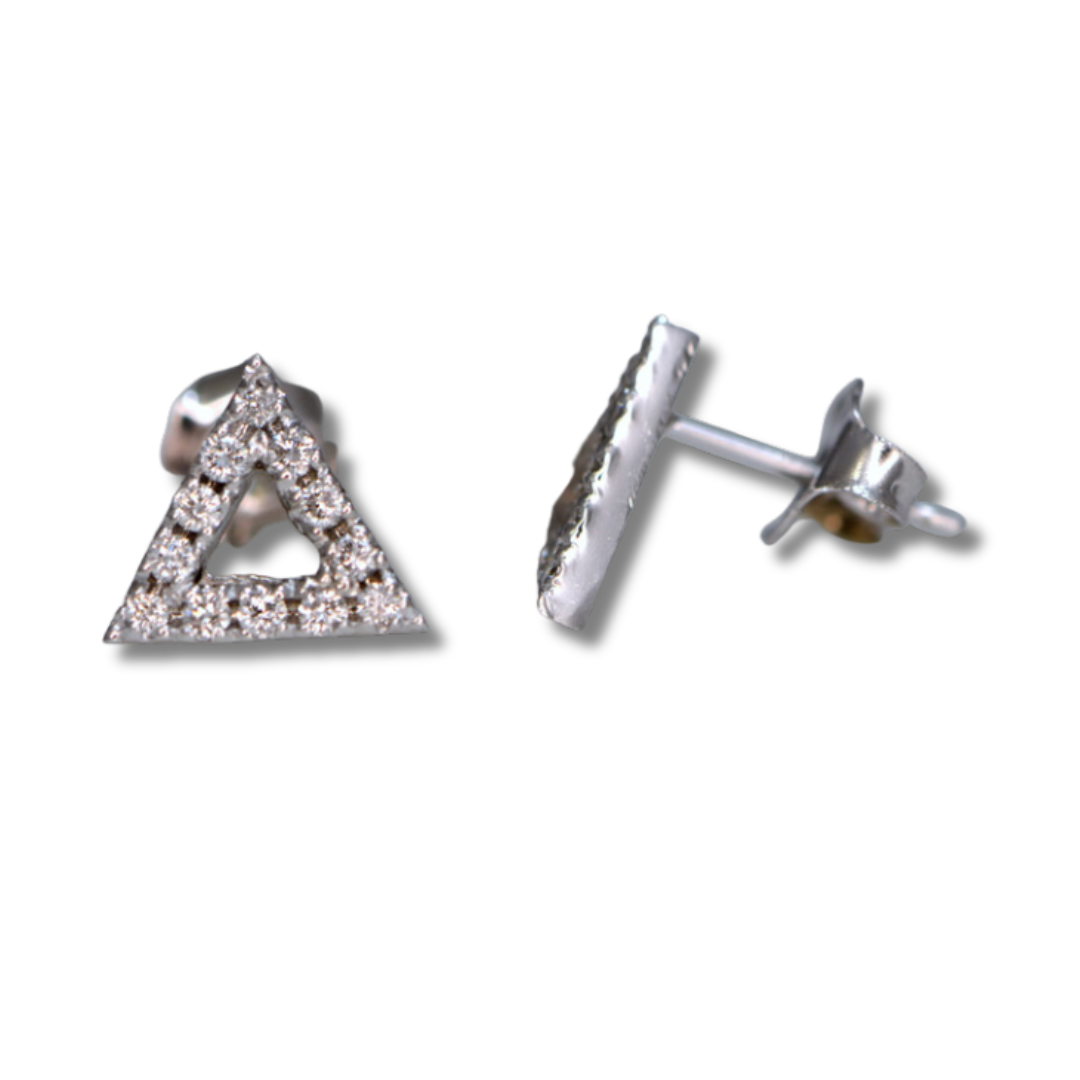 GEO Diamond Cutout Triangle Stud "Strength" Earrings