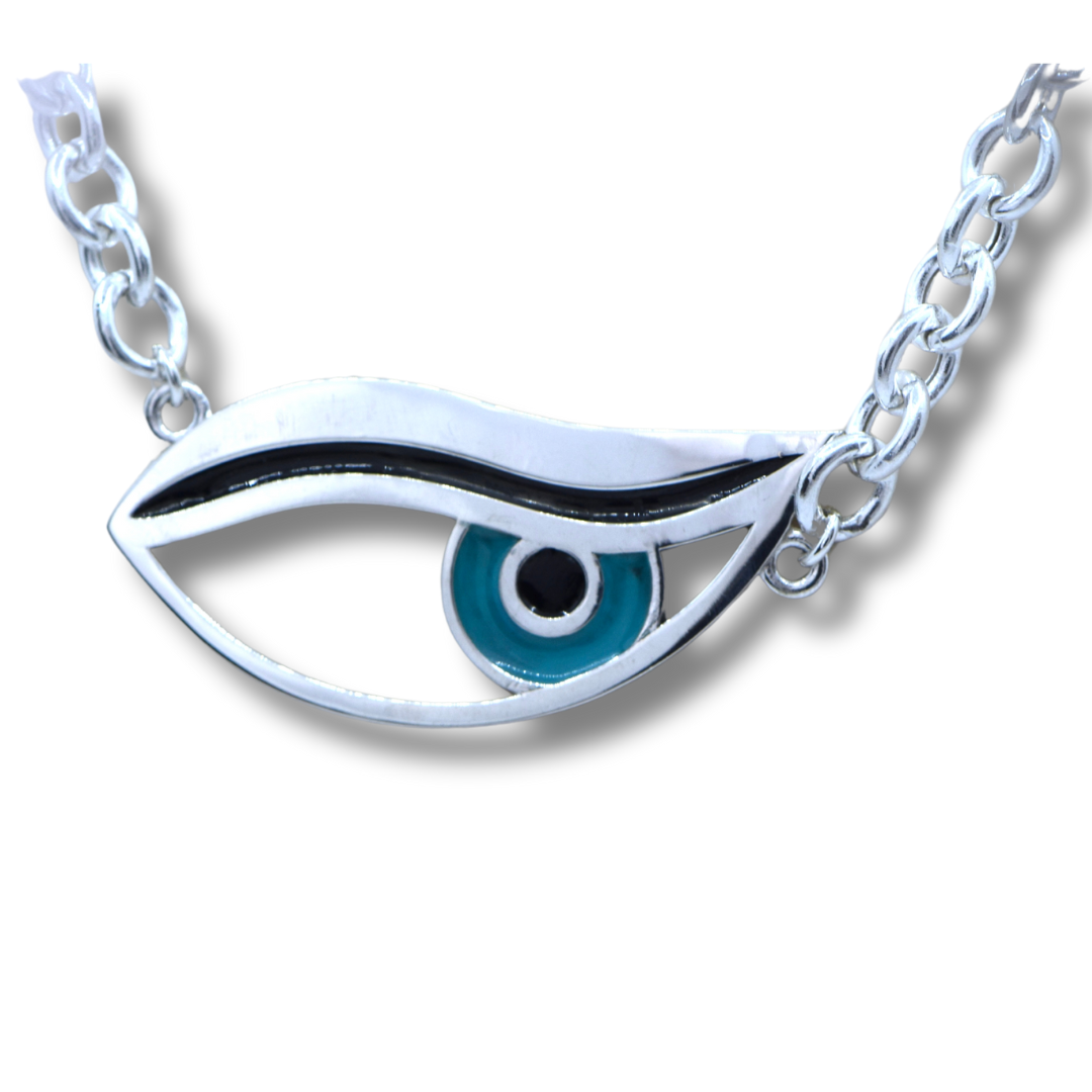Evil Side Eye- XL sterling silver necklace