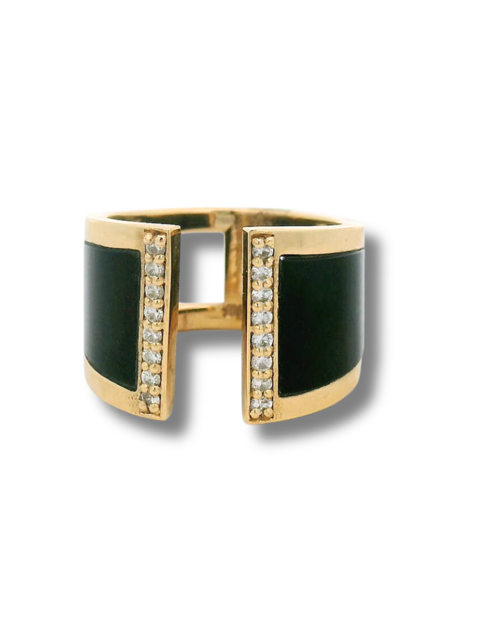 Black jade and diamond balance ring