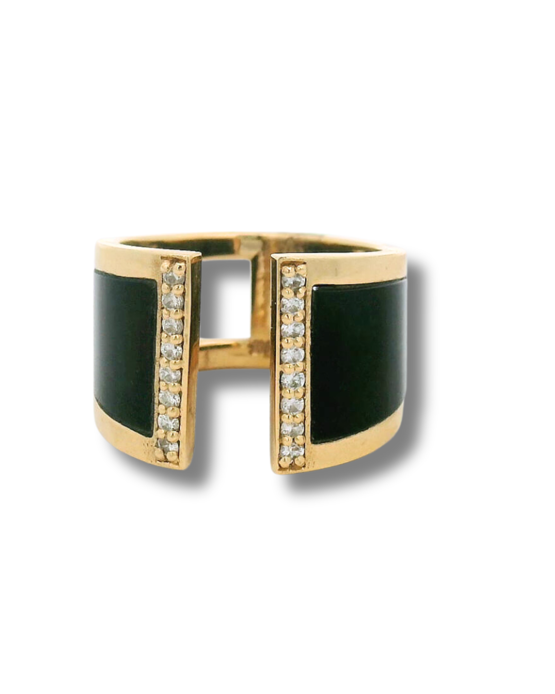 Black jade and diamond balance ring