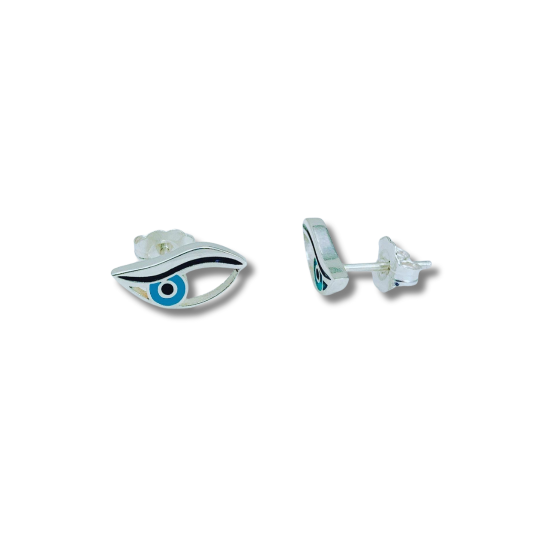 Evil Eye Earrings-Sterling Silver Stud Earrings