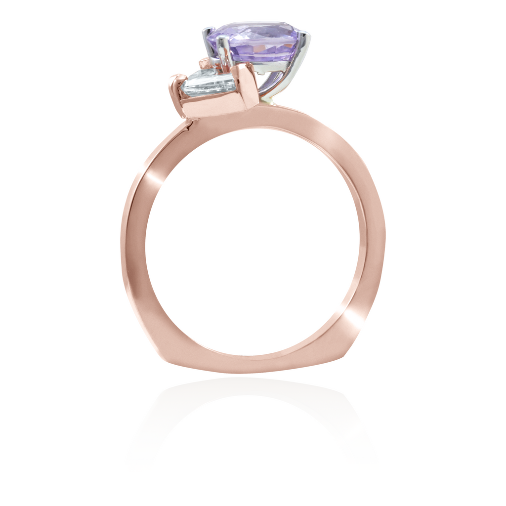 Lavender sapphire wedding ring set