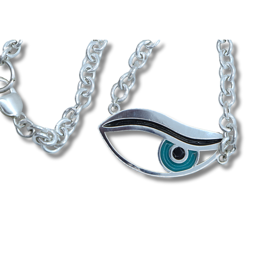 Evil Side Eye- XL sterling silver necklace