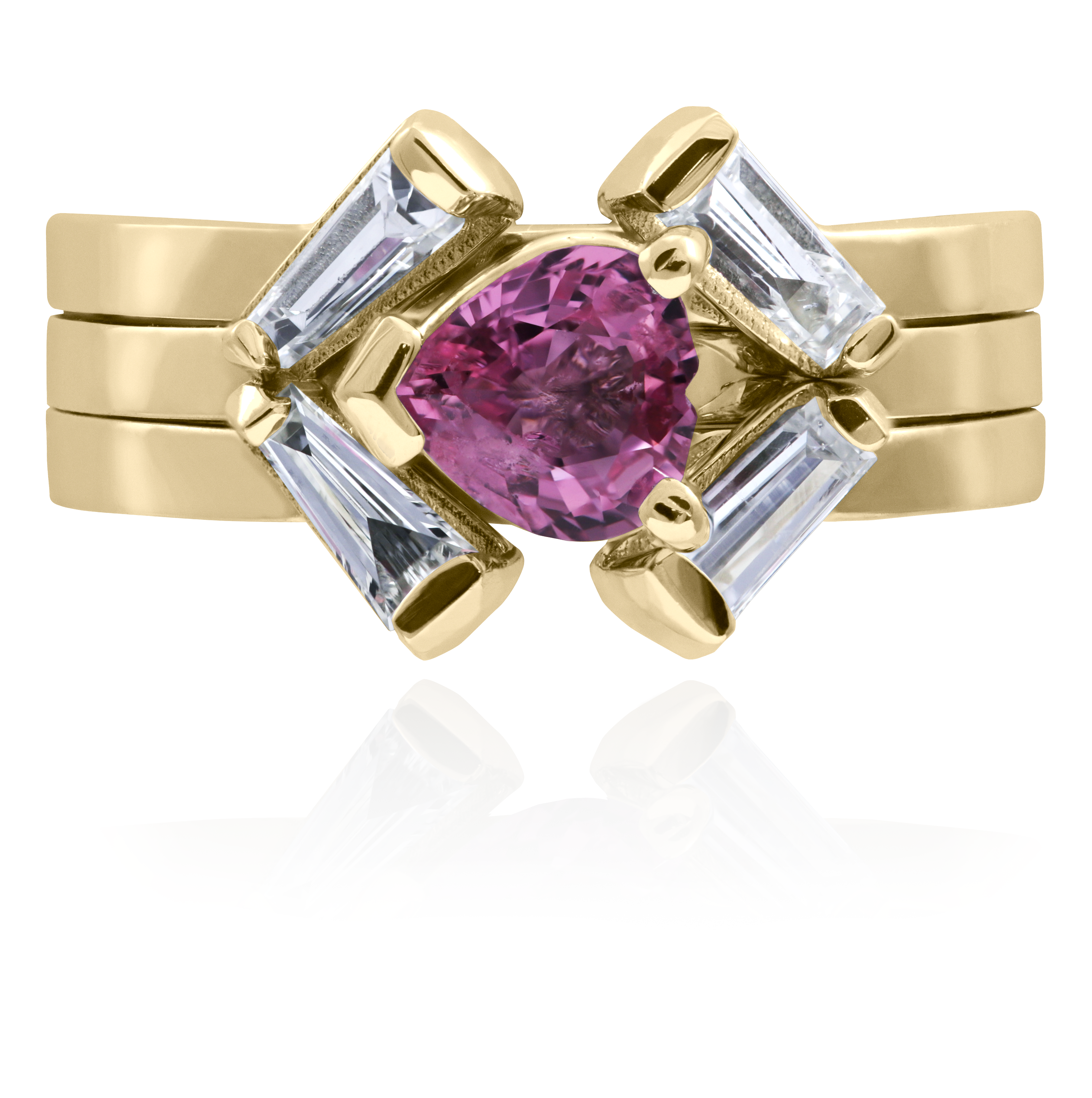 Pink sapphire wedding set