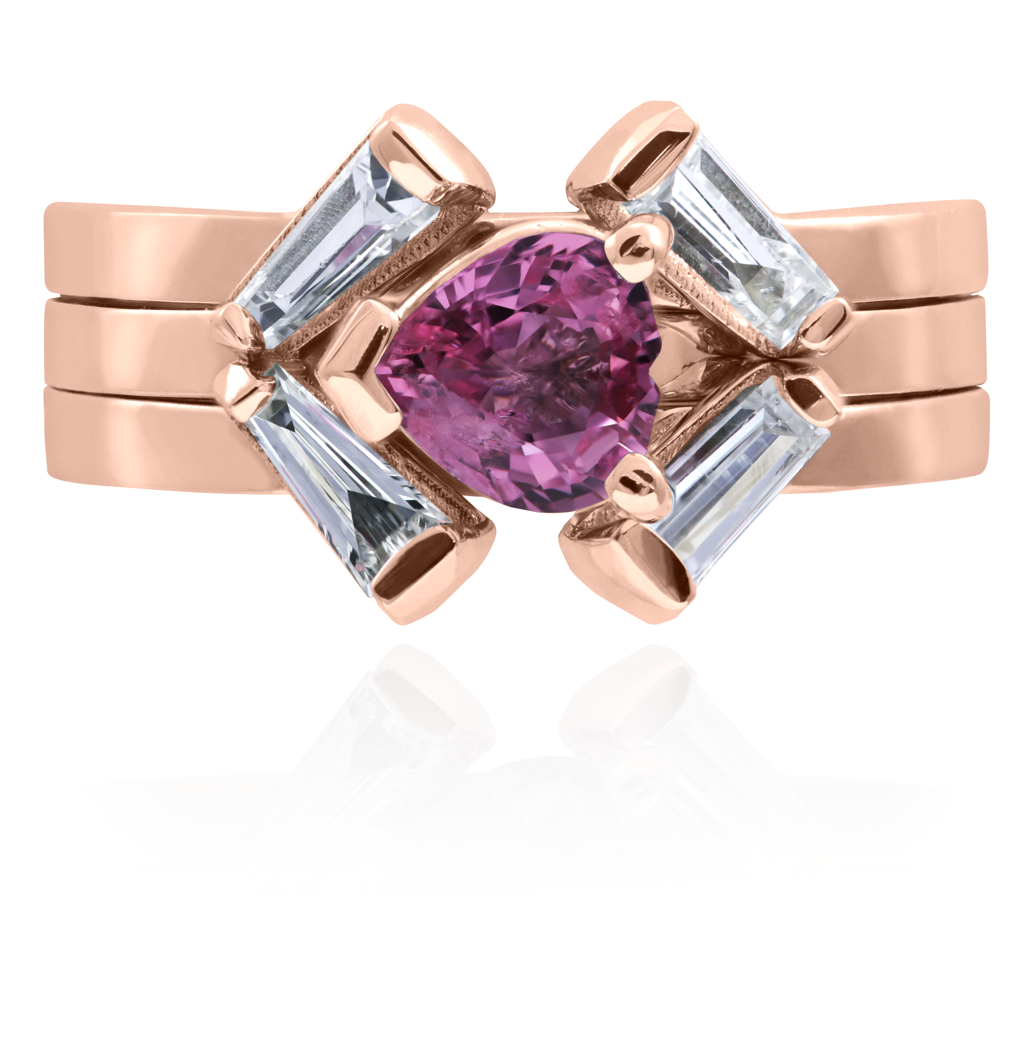 Pink sapphire wedding set