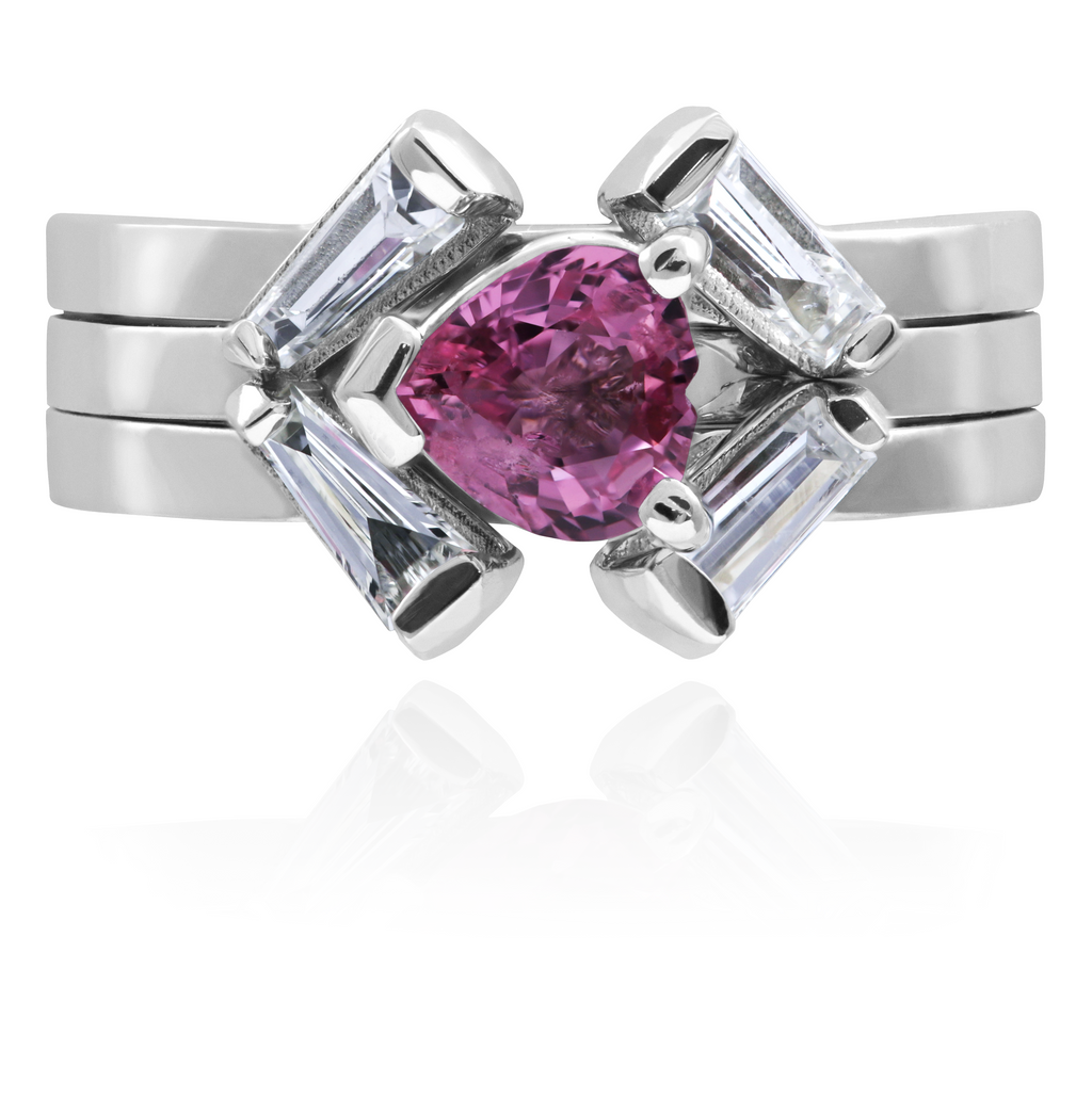 Pink sapphire wedding set