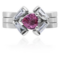 Pink sapphire wedding set