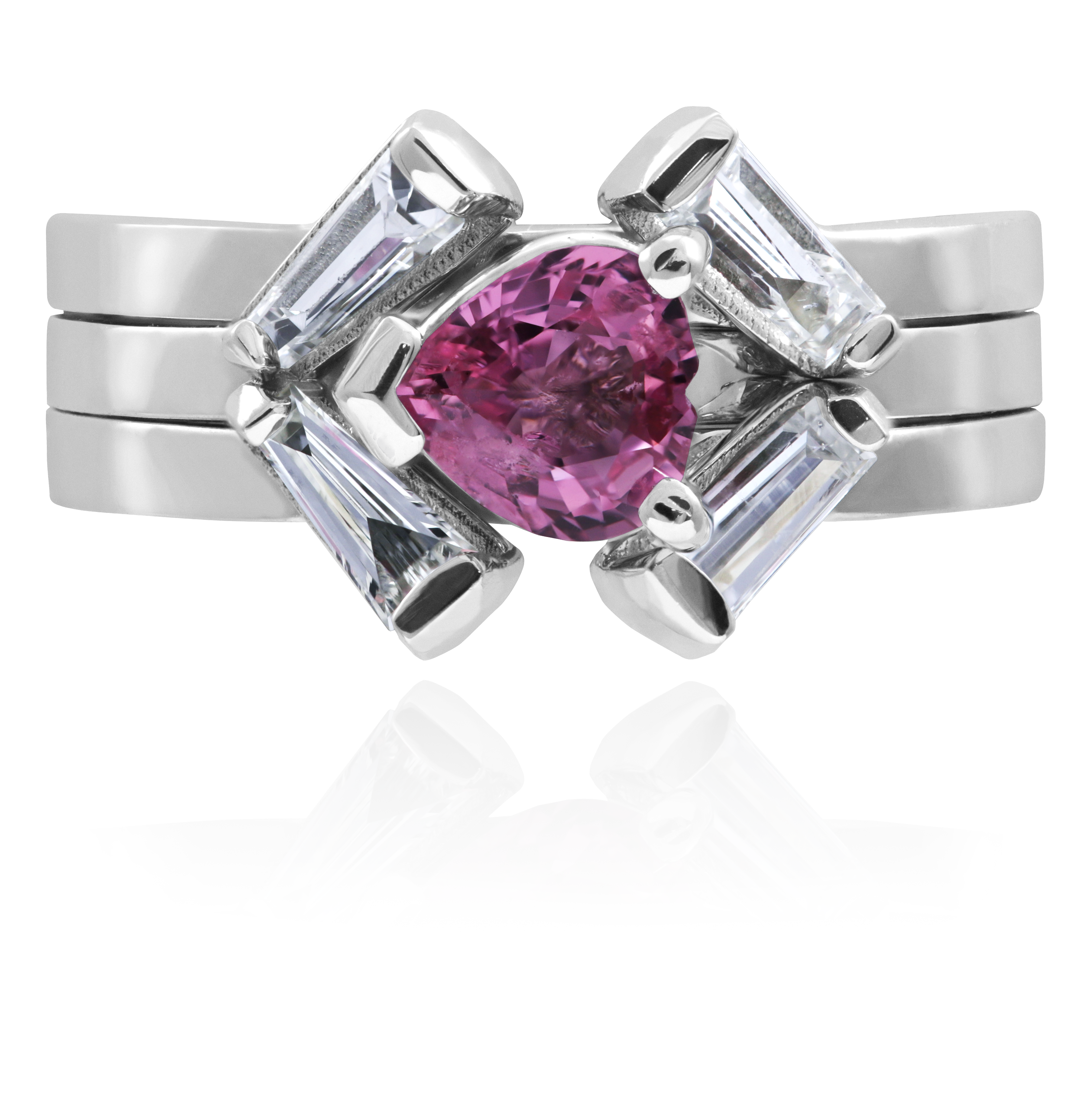 Pink sapphire wedding set