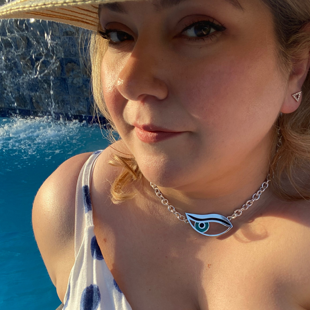 Evil Side Eye- XL sterling silver necklace