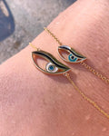 Evil Side Eye Necklace - 14K Gold and blue diamond