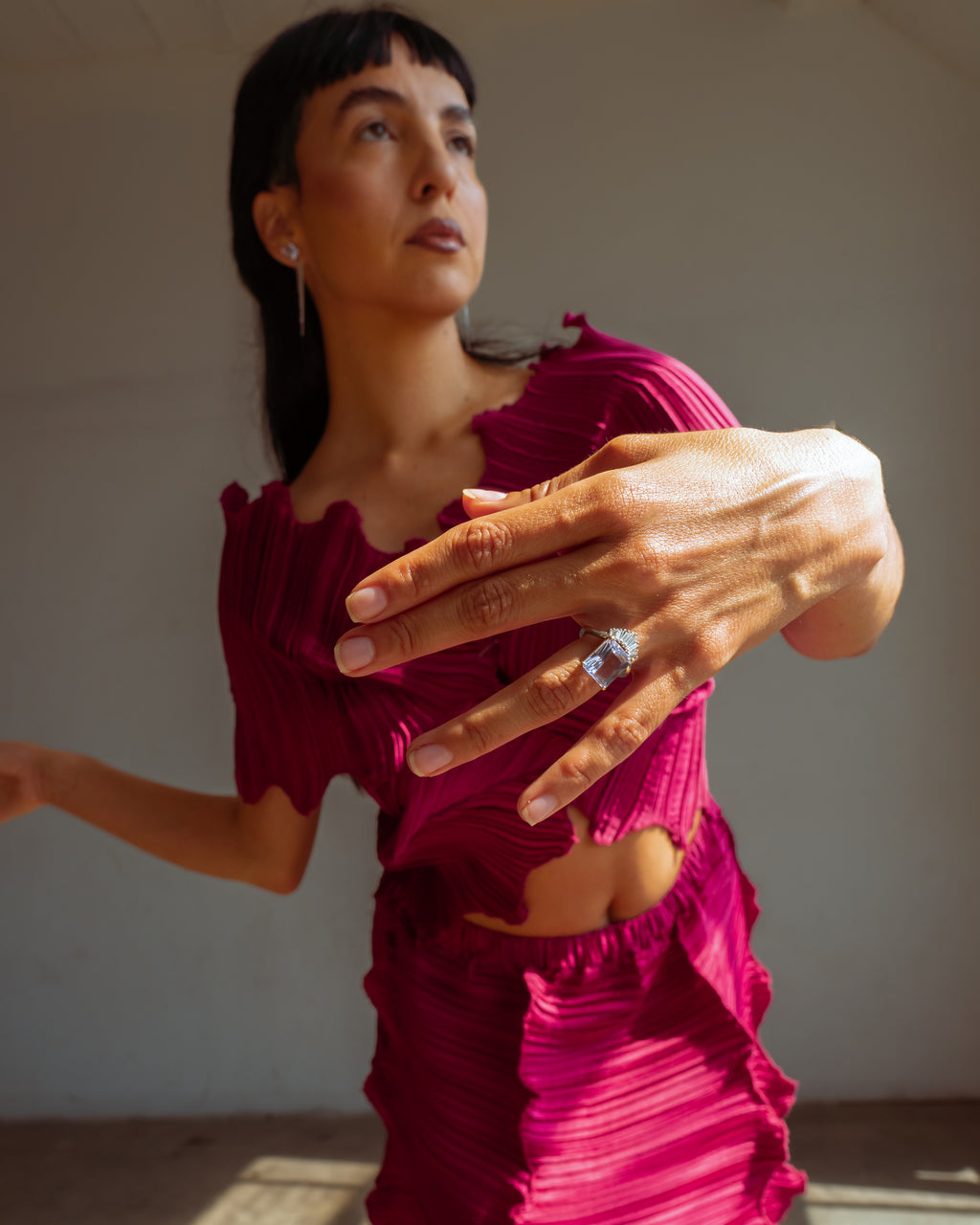 Pink amethyst and diamond ring
