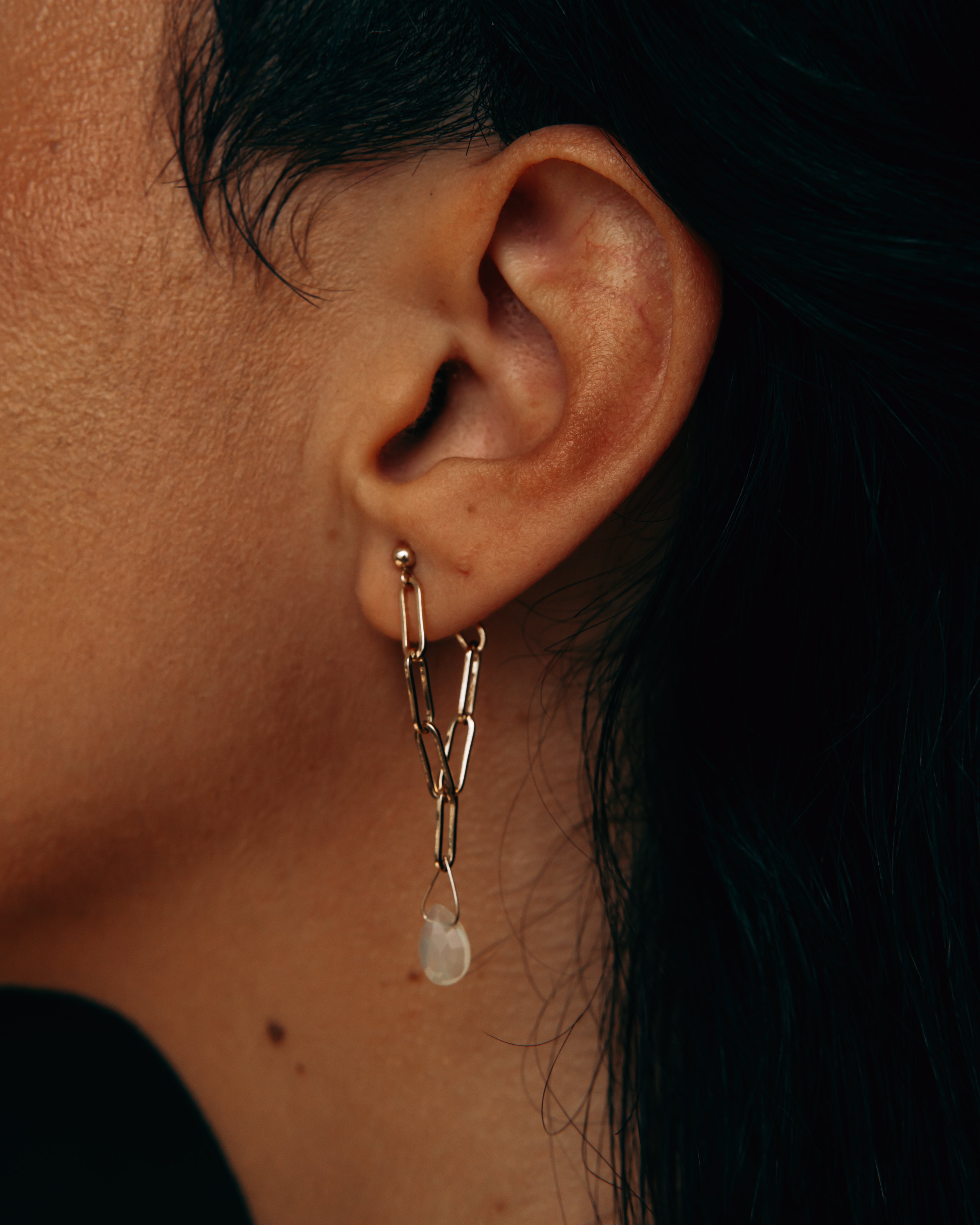 Opal Paperclip front and back earrings