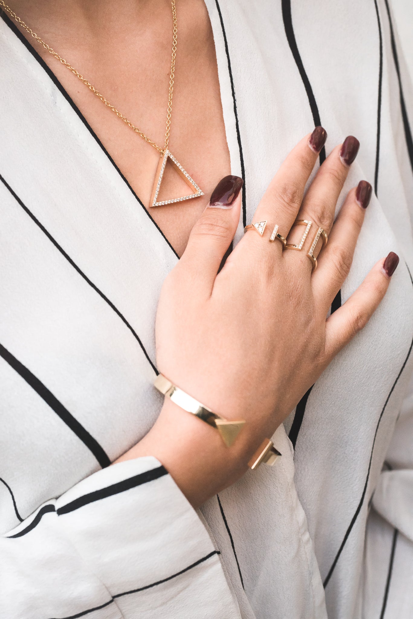 Diamond Triangle Pendant- Strength Diamond Necklace