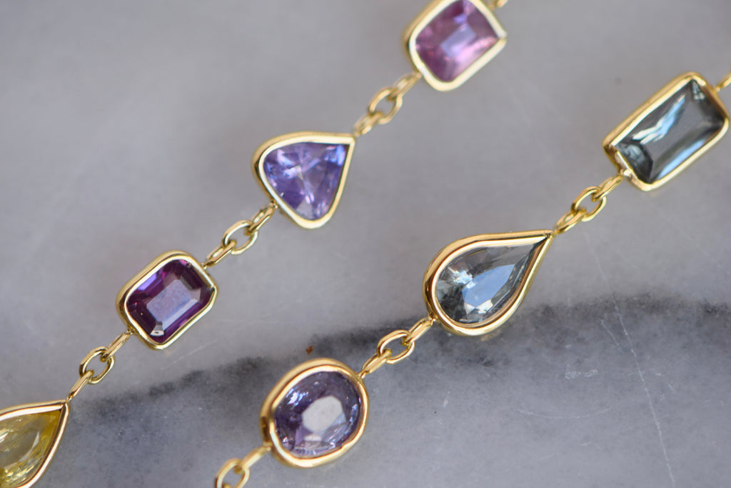 Mix color sapphire bracelet- pinks