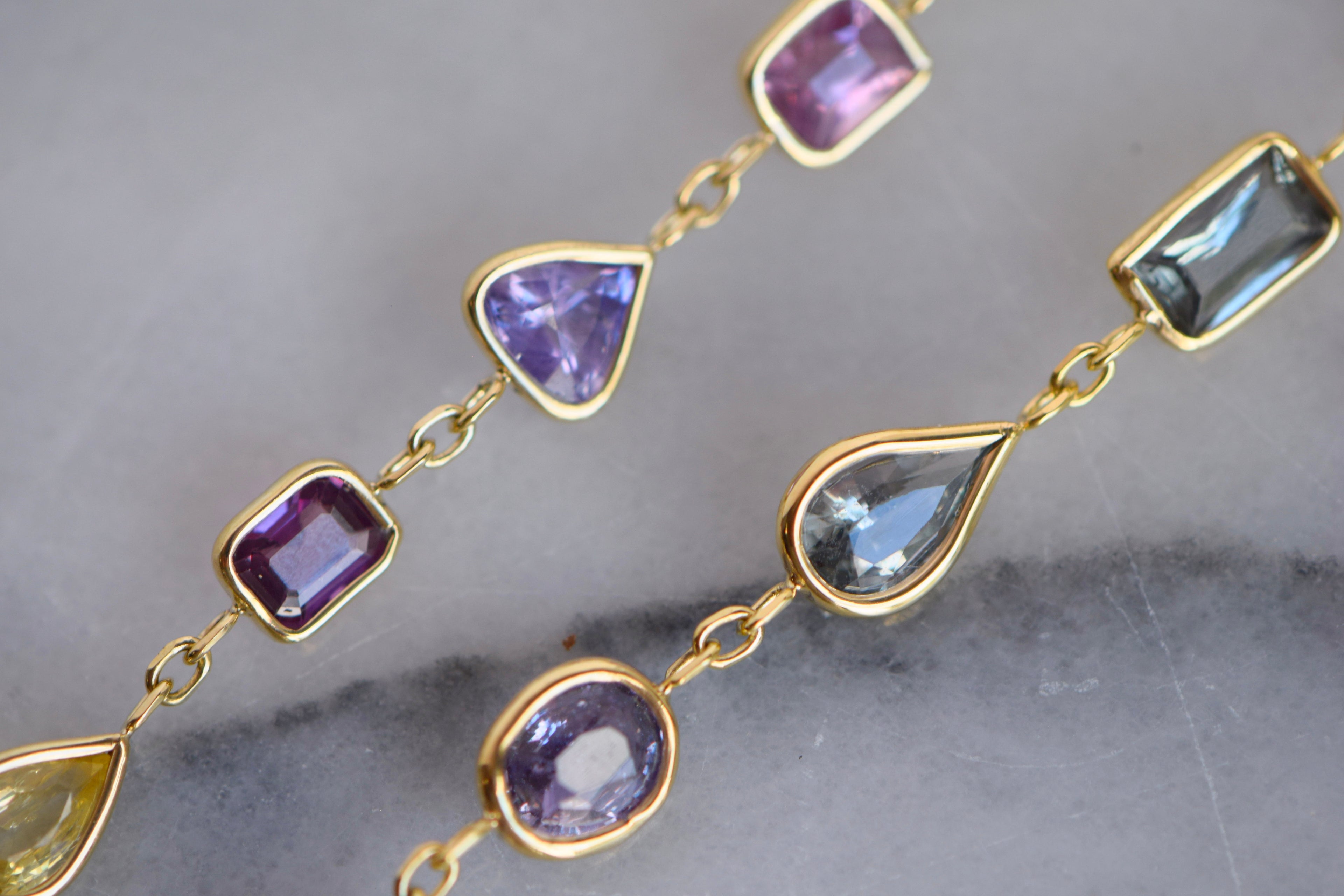 Mix color sapphire bracelet- pinks