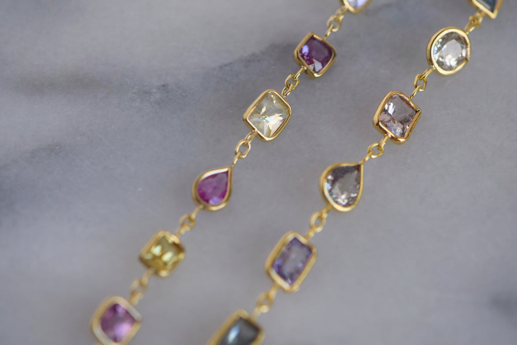 Mix color sapphire bracelet- pinks