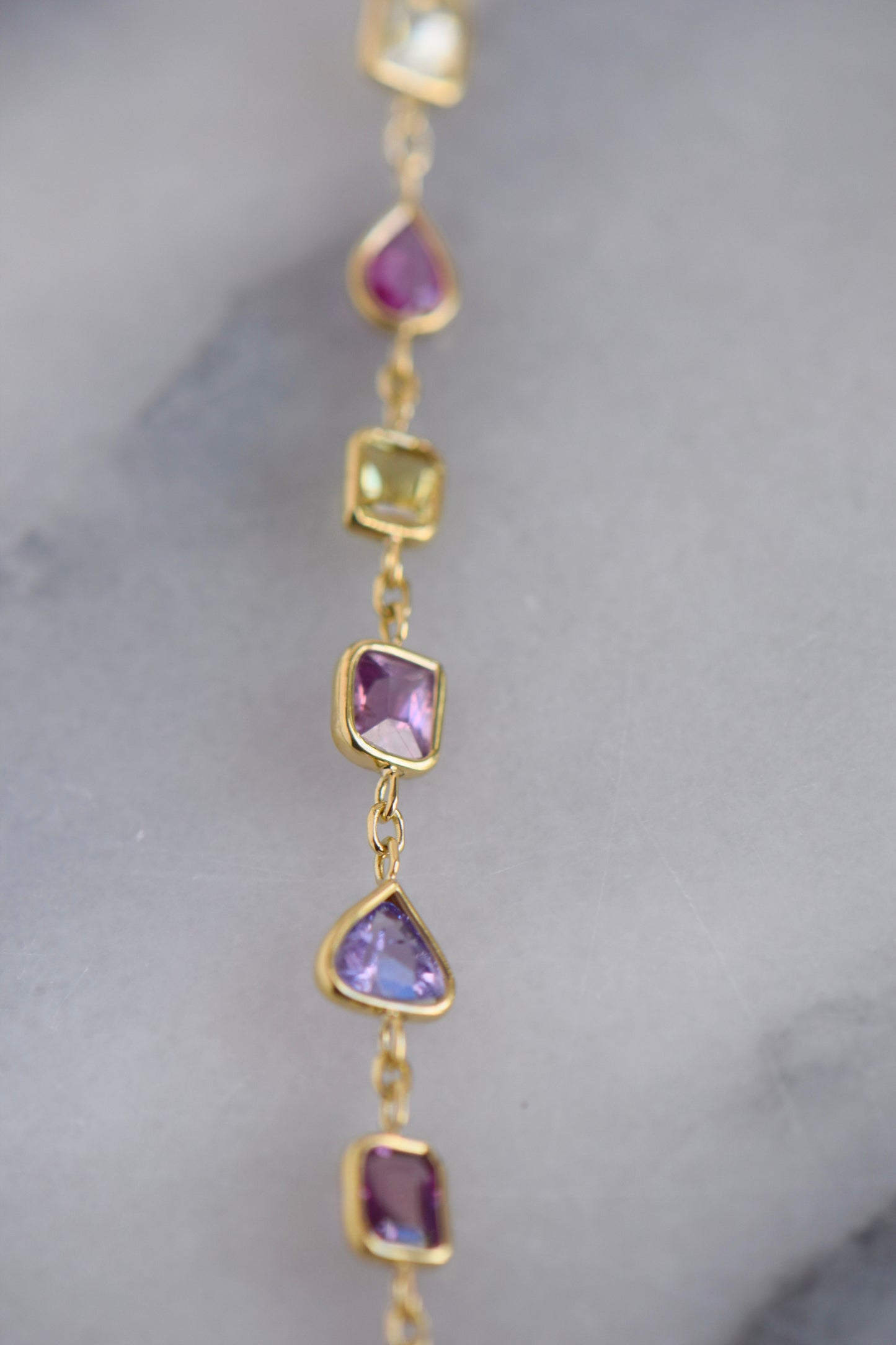 Mix color sapphire bracelet- pinks