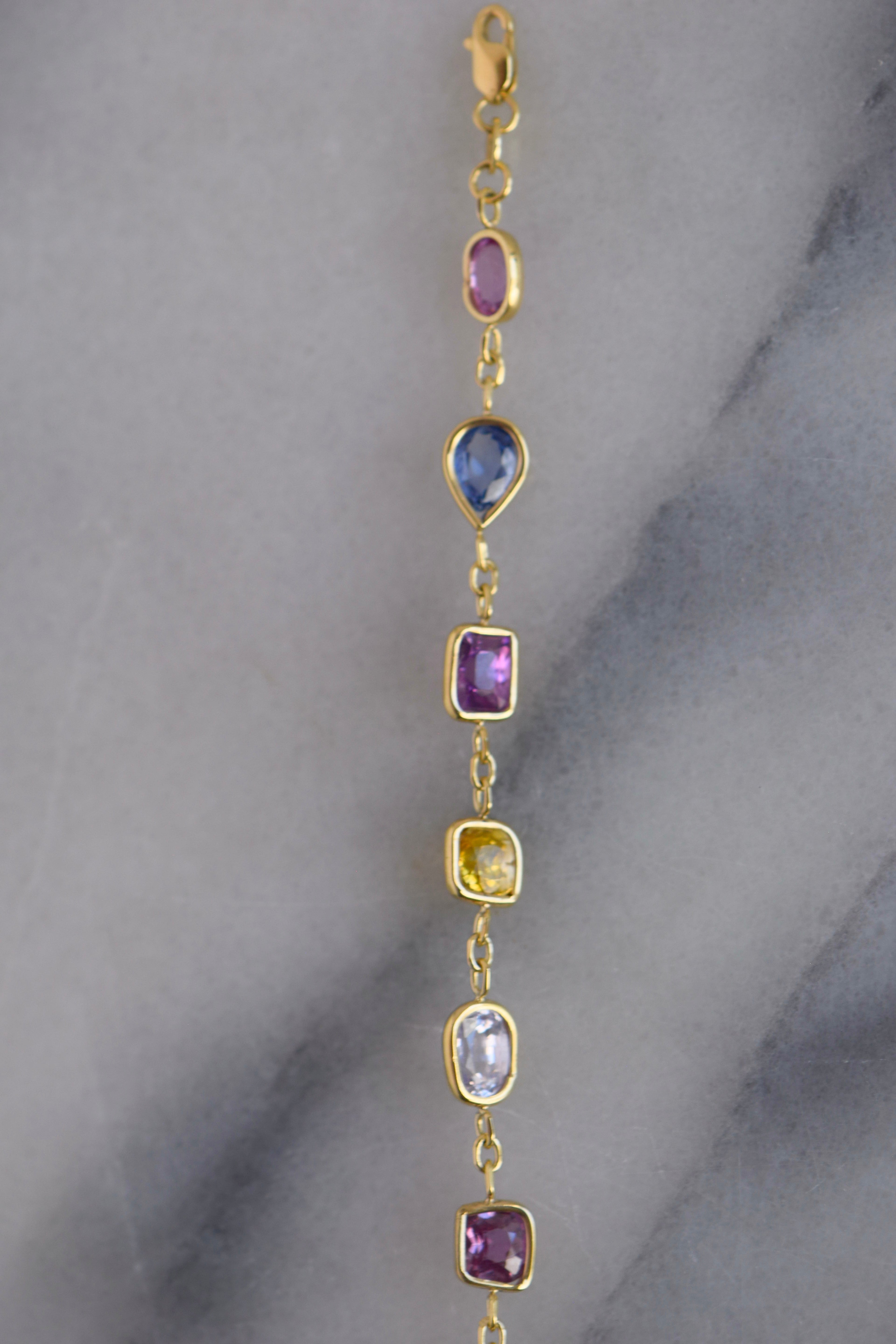 Mix color sapphire bracelet- pinks
