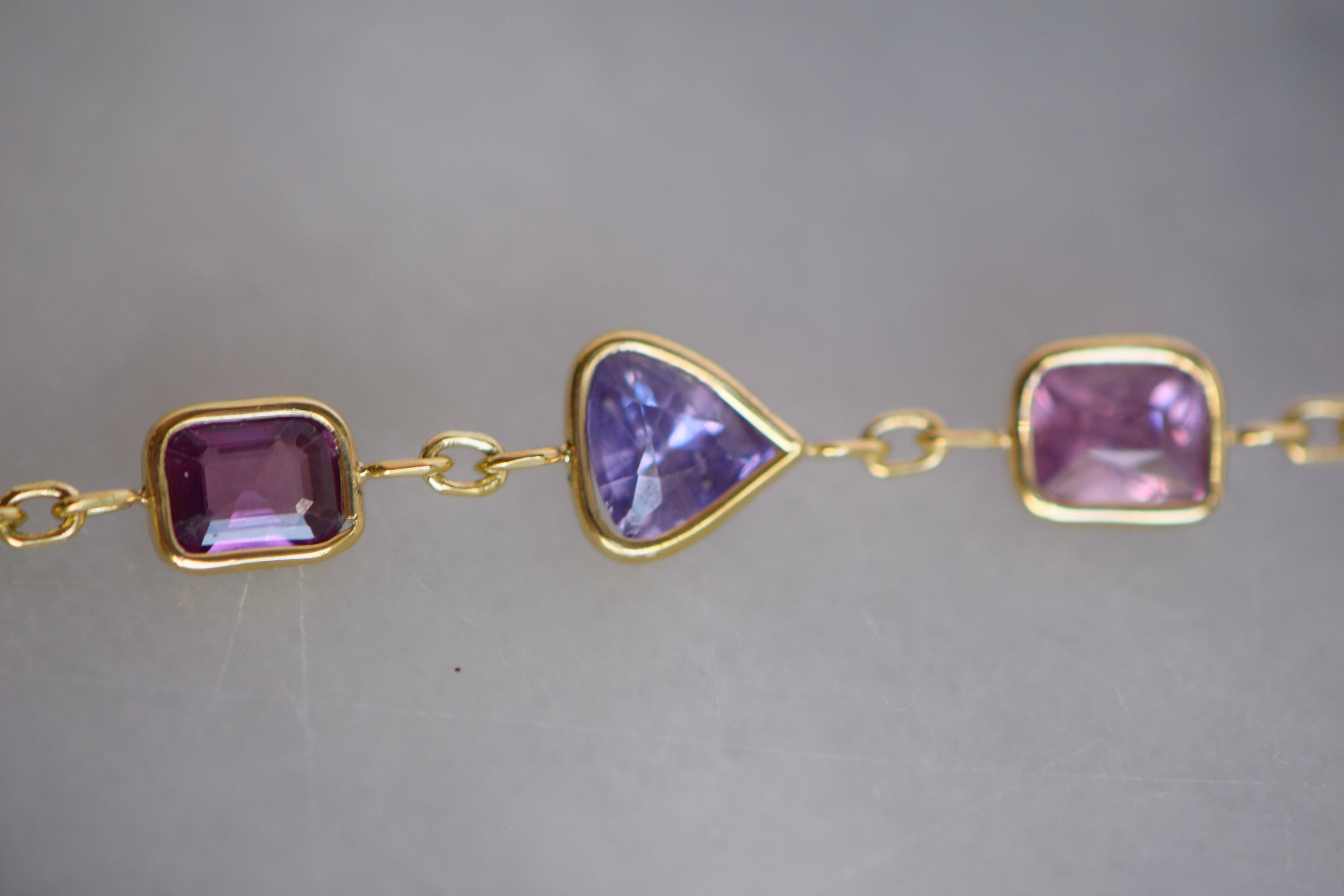 Mix color sapphire bracelet- pinks