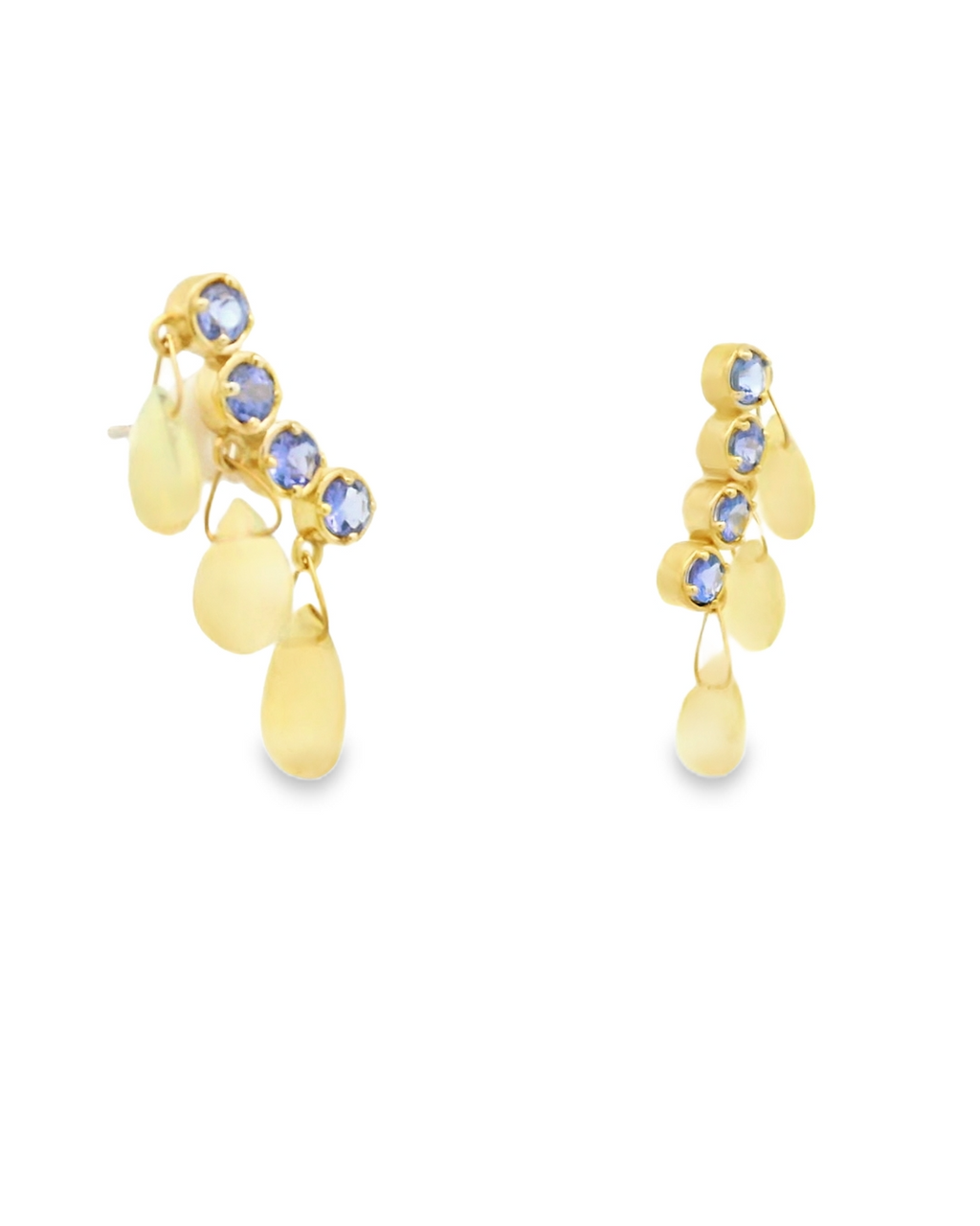 Showgirl Earrings Tanzanite Ear Crawlers with Dangling Opals