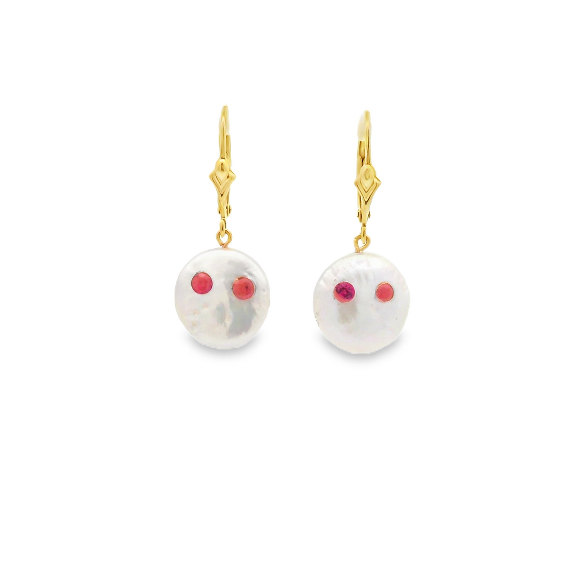 Ghost earrings, 14K solid gold baroque south sea pearl with diamond eyes