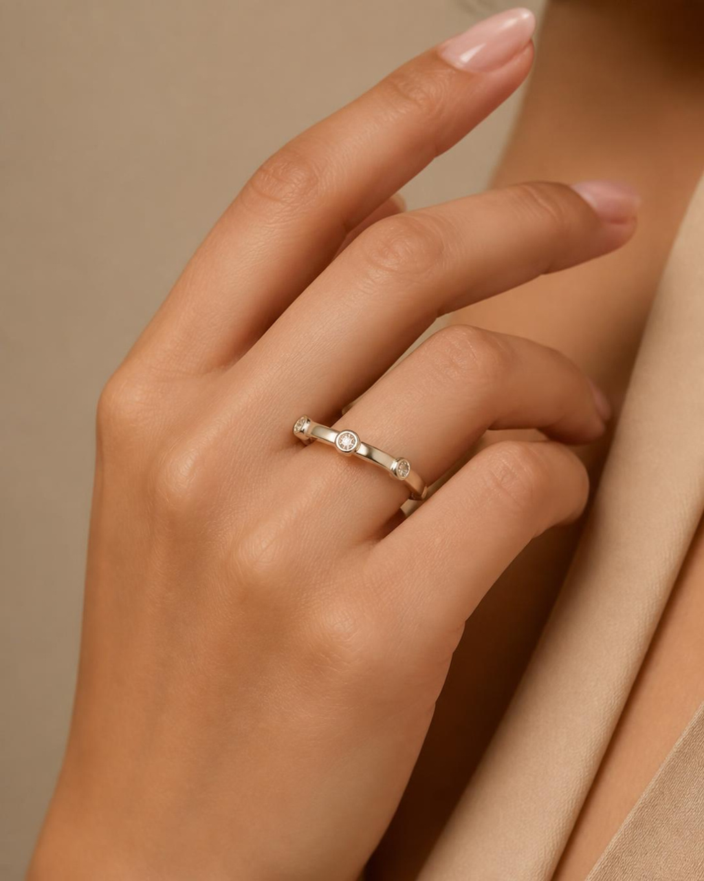 Stepping stone White Gold Diamond Ring