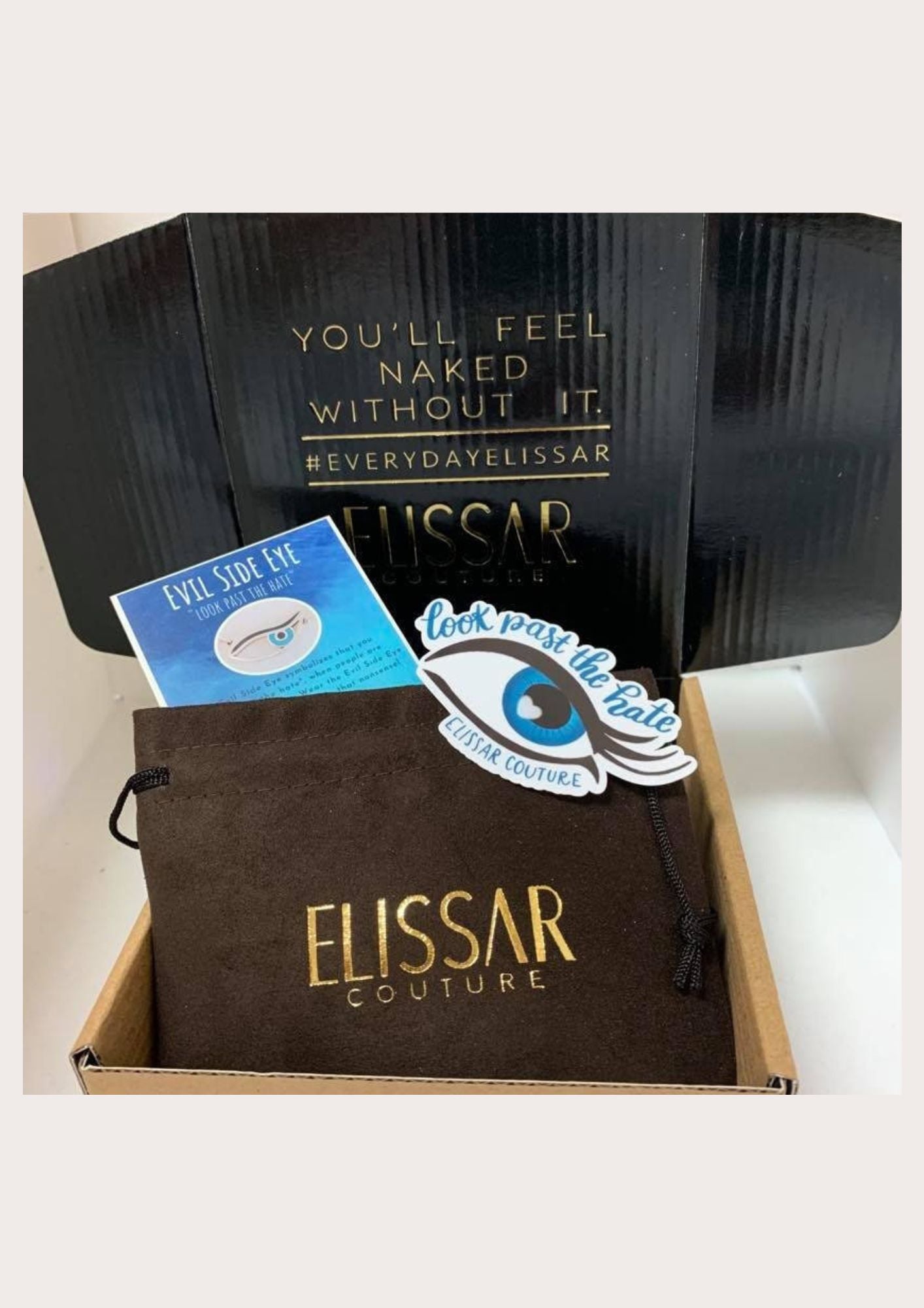 Evil Side Eye Necklace - 14K Gold and blue diamond