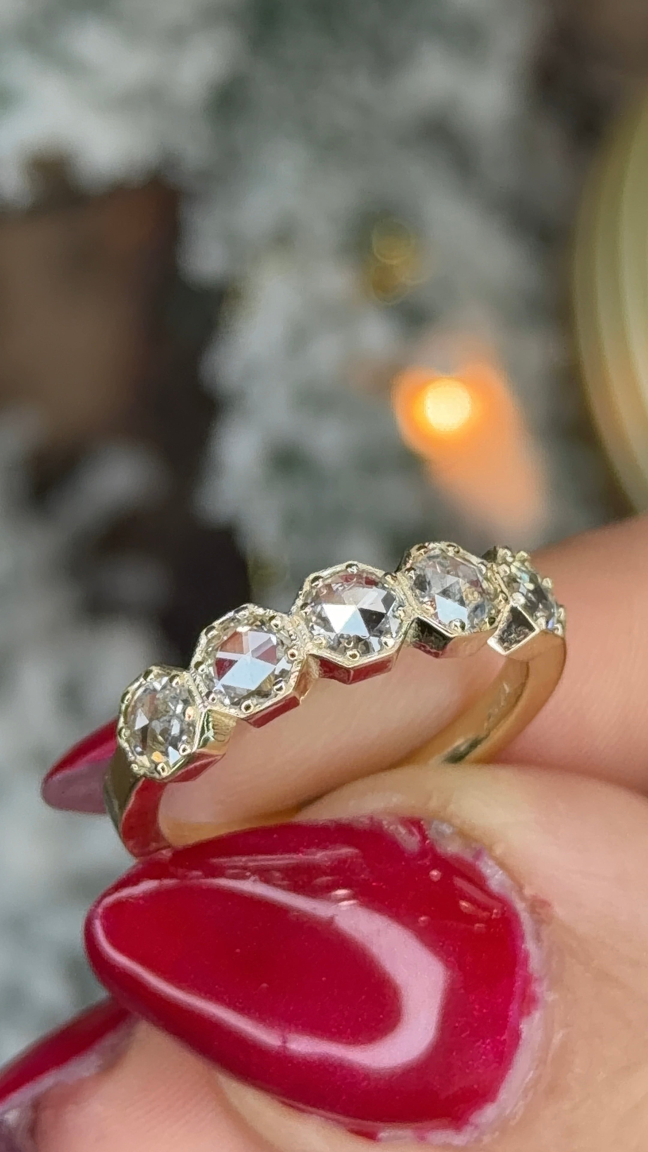 Rose cut diamond ring